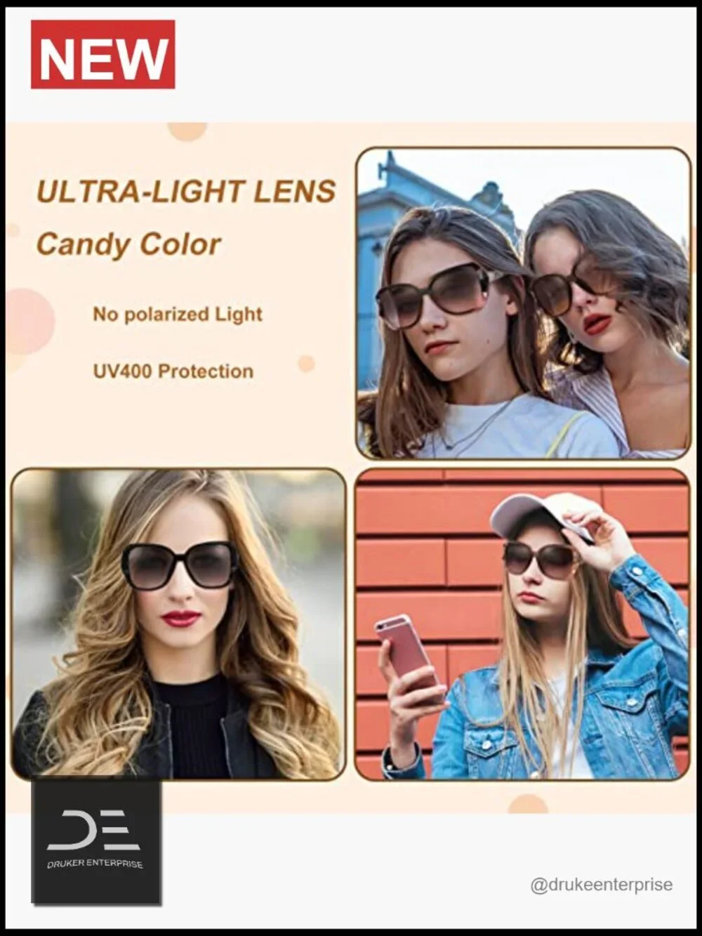 4 Oversized Classic Sunglasses UV400 Protection Gradient Lens Round Frame